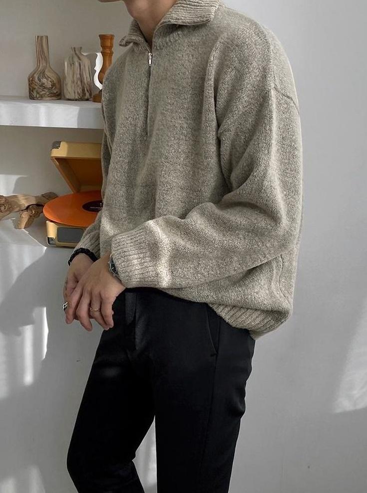 Casual Knitted Zipper Sweater