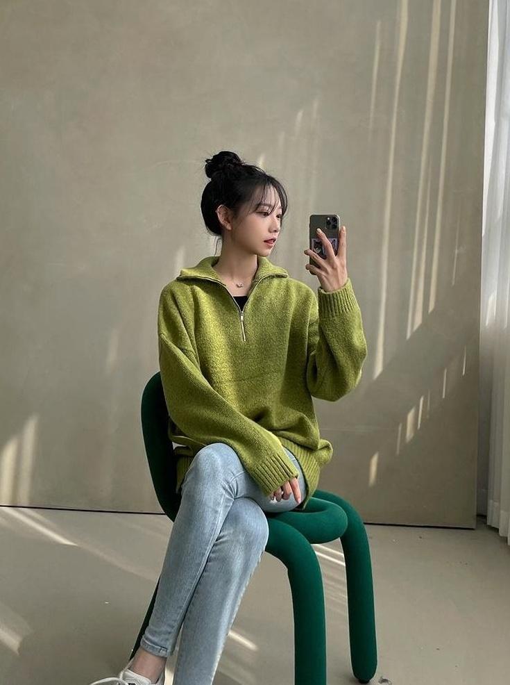Casual Knitted Zipper Sweater