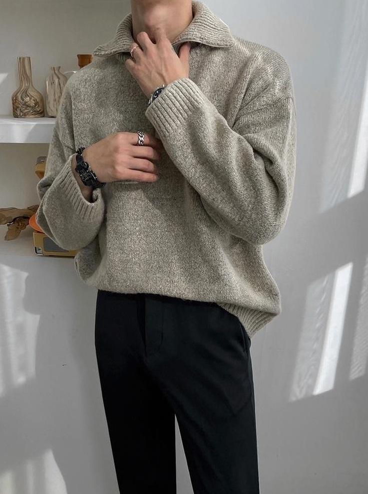 Casual Knitted Zipper Sweater