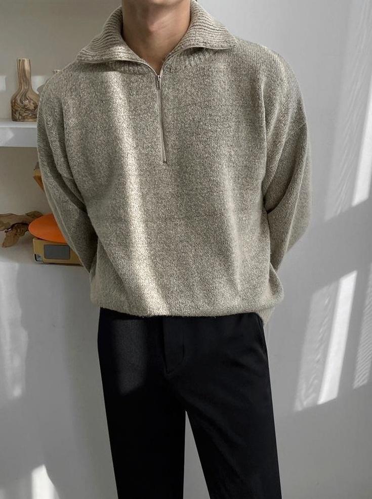 Casual Knitted Zipper Sweater