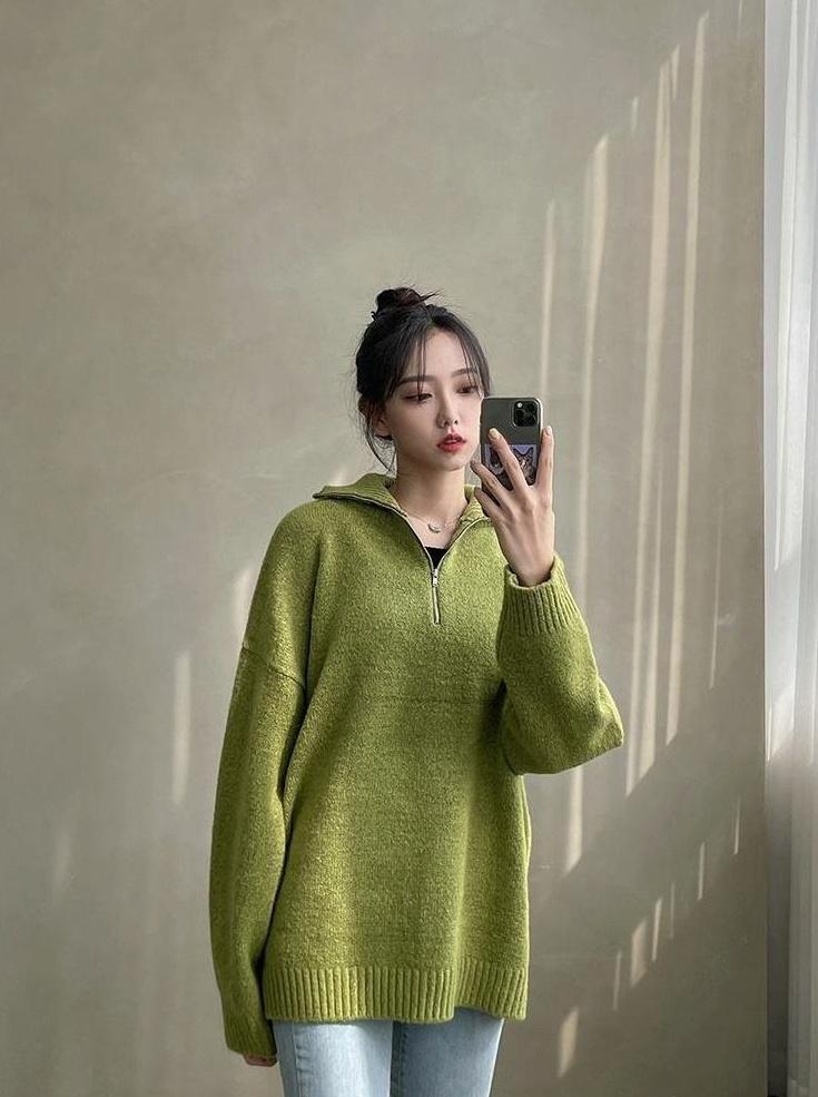 Casual Knitted Zipper Sweater