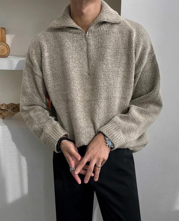 Casual Knitted Zipper Sweater