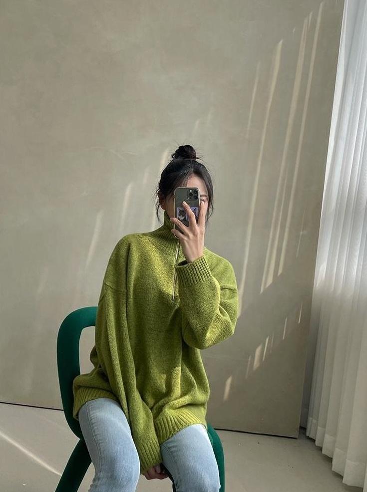 Casual Knitted Zipper Sweater