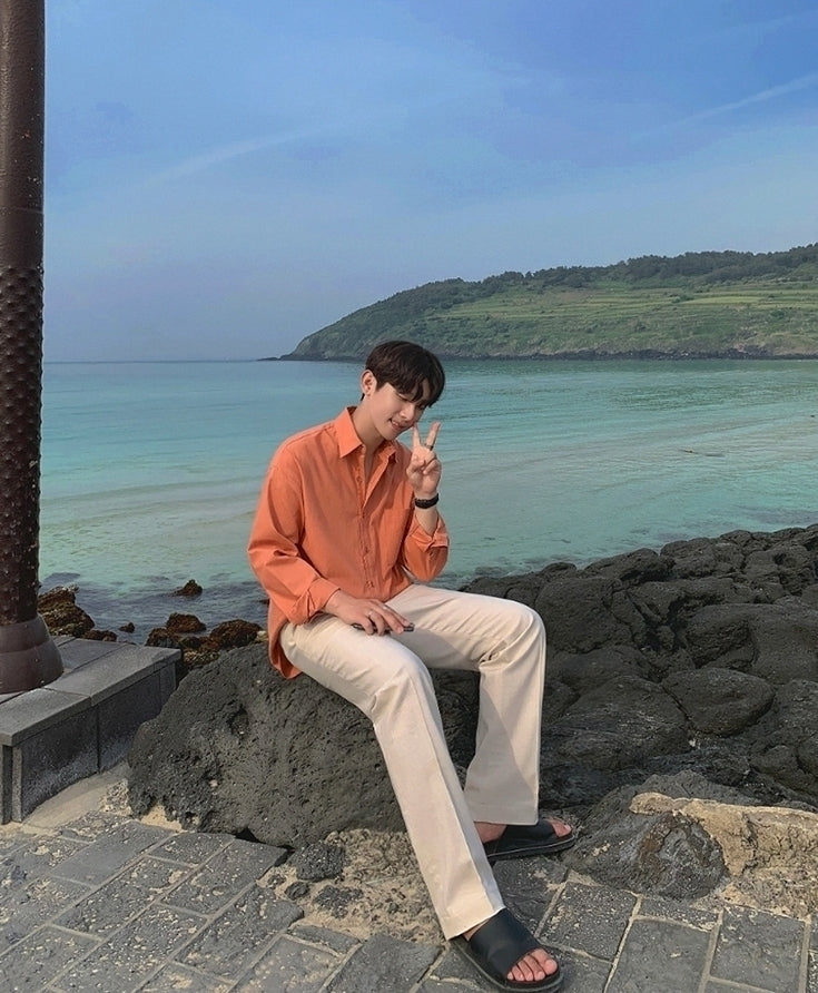Casual Linen Blend Relaxed Fit Shirt
