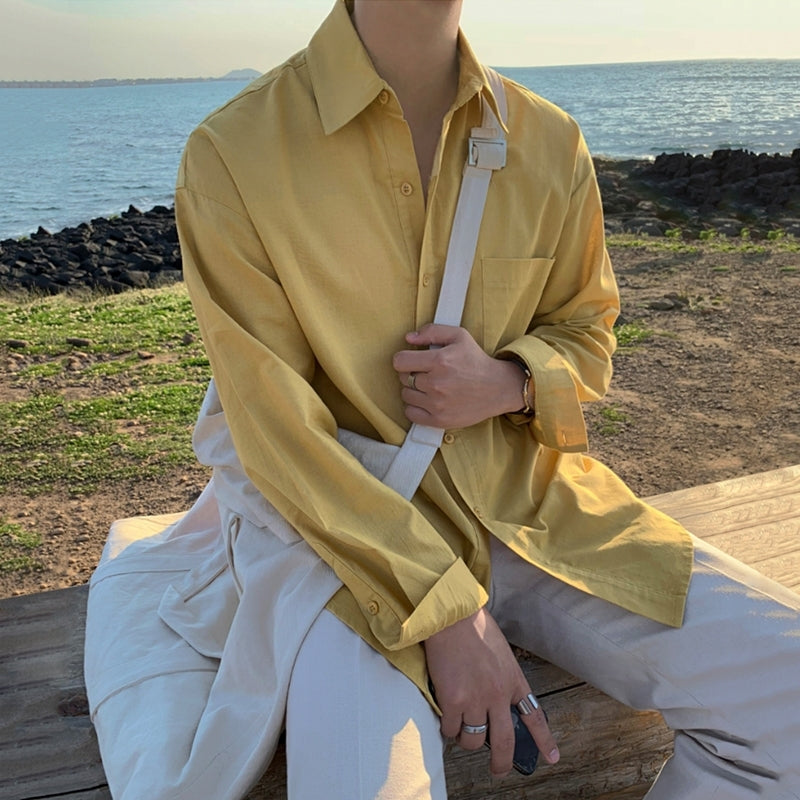 Casual Linen Blend Relaxed Fit Shirt