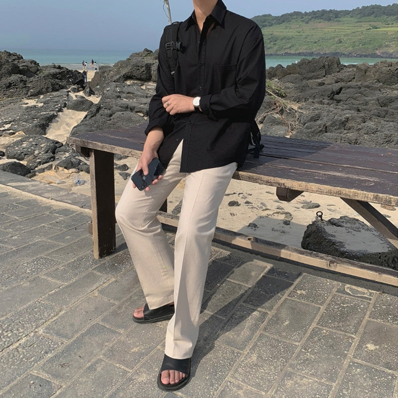 Casual Linen Blend Relaxed Fit Shirt