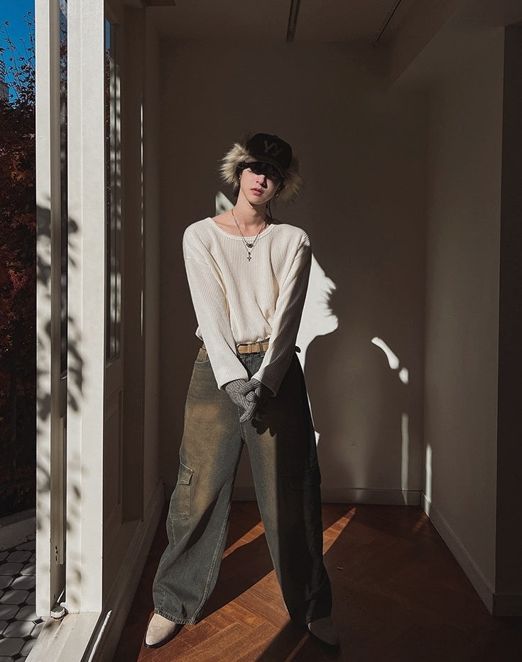 Casual Long Sleeve Textured T-Shirt