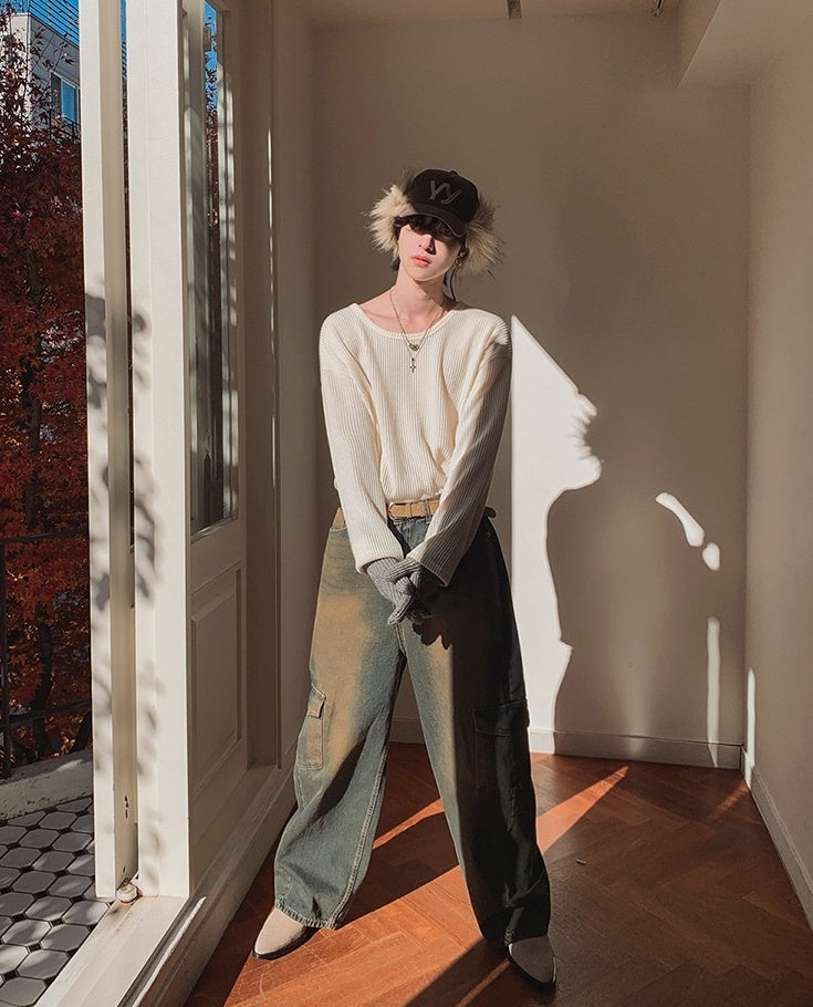 Casual Long Sleeve Textured T-Shirt
