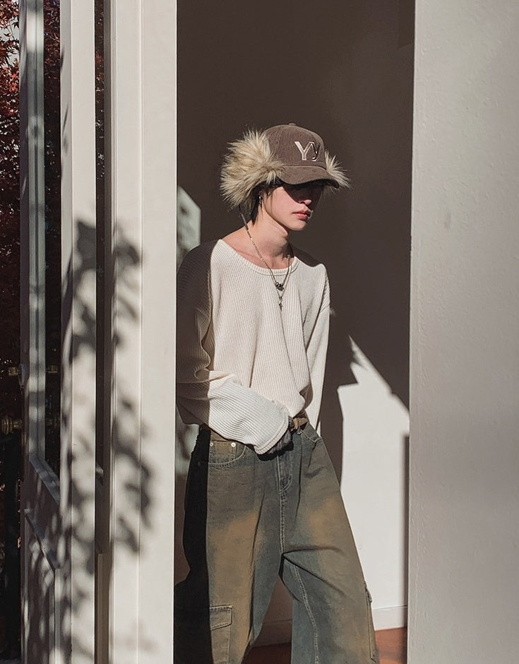 Casual Long Sleeve Textured T-Shirt