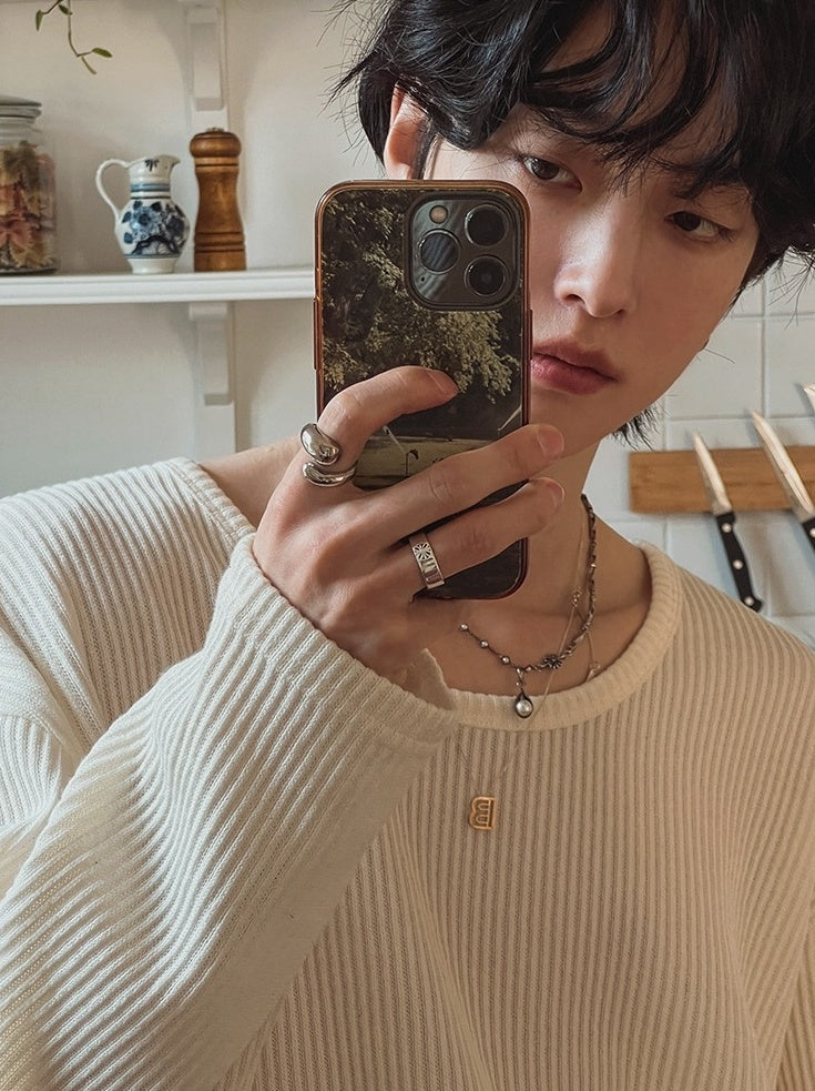 Casual Long Sleeve Textured T-Shirt