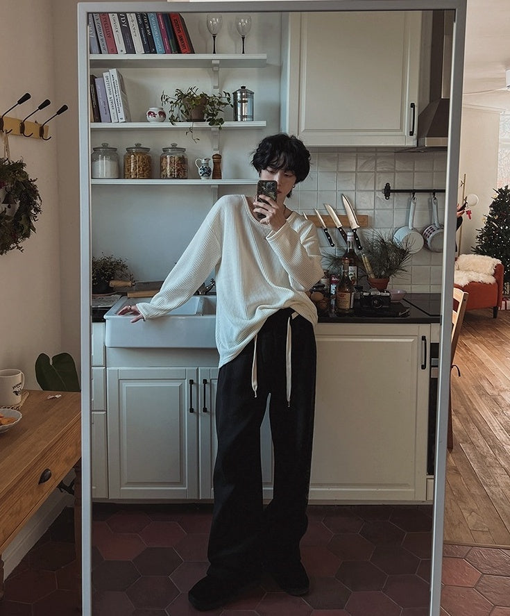 Casual Long Sleeve Textured T-Shirt