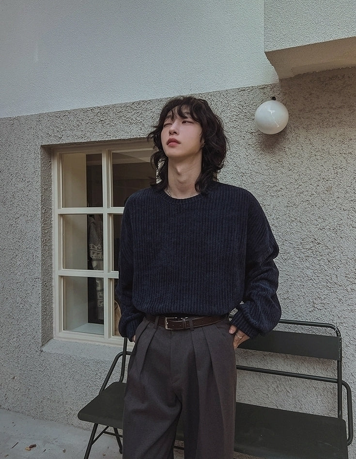 Lazy Crew Neck Pullover Sweatshirt Casual Loose Korean Style