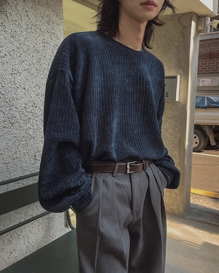 Lazy Crew Neck Pullover Sweatshirt Casual Loose Korean Style