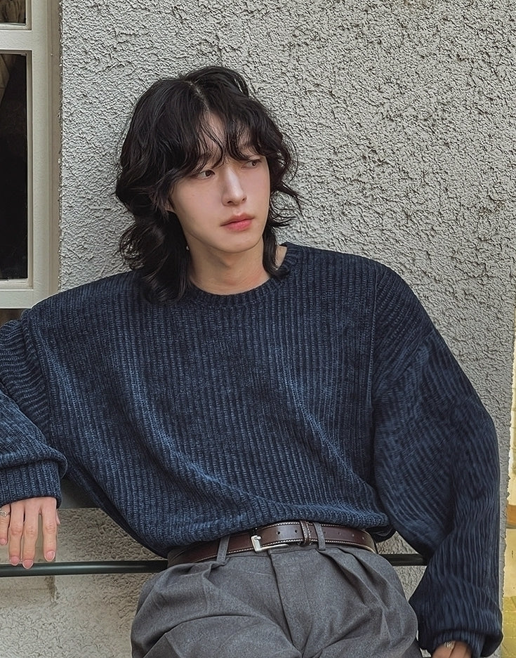 Lazy Crew Neck Pullover Sweatshirt Casual Loose Korean Style