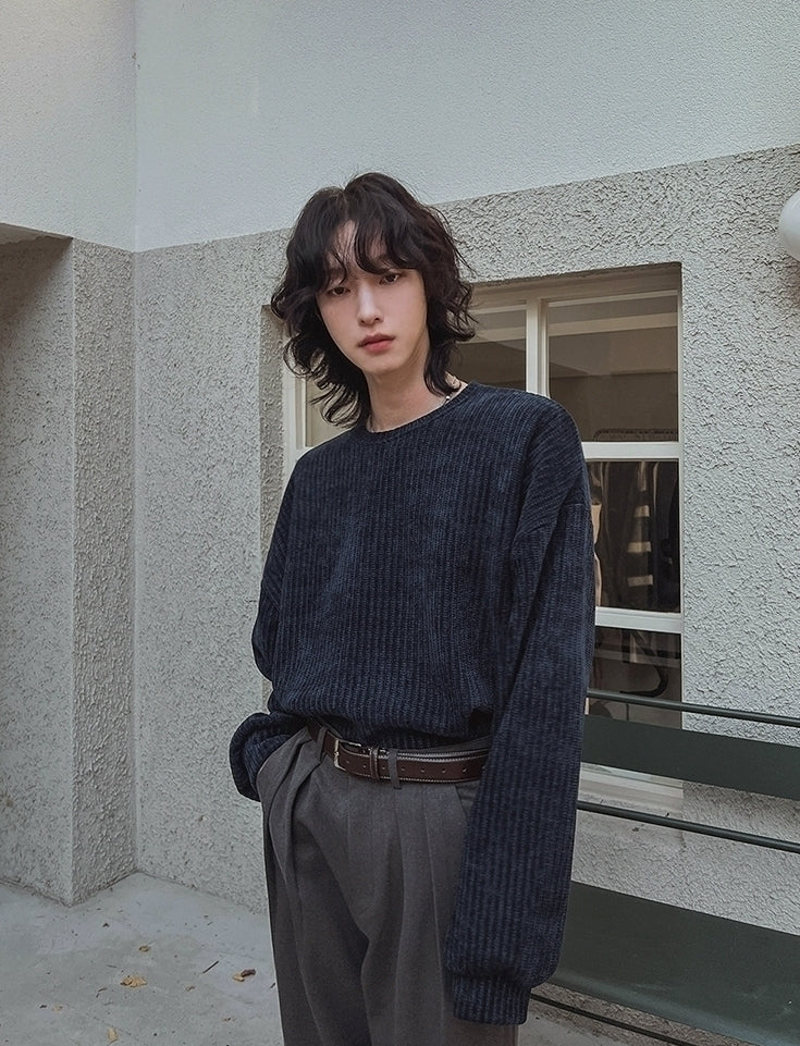Lazy Crew Neck Pullover Sweatshirt Casual Loose Korean Style