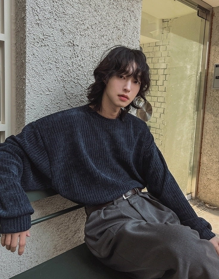 Lazy Crew Neck Pullover Sweatshirt Casual Loose Korean Style