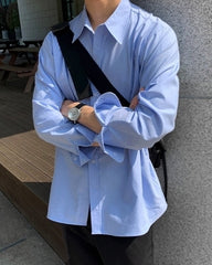 Casual Loose Fit Blue Shirt