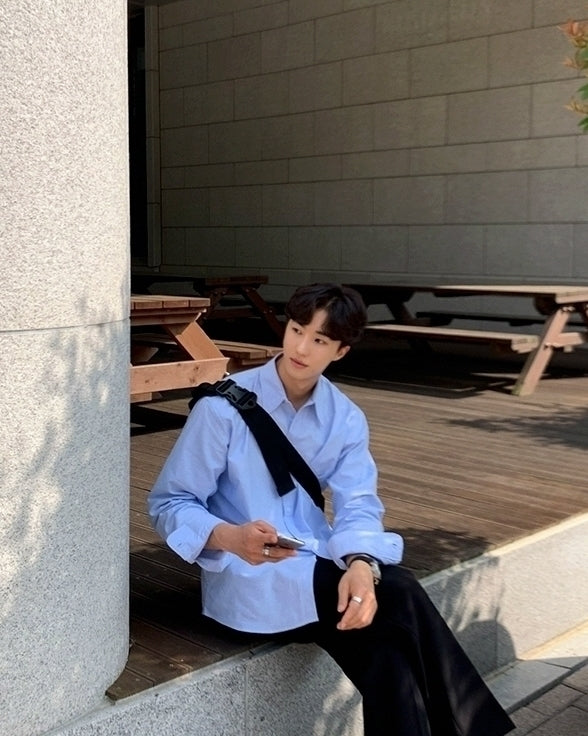 Casual Loose Fit Blue Shirt