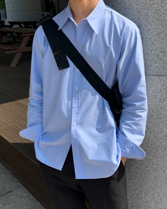 Casual Loose Fit Blue Shirt