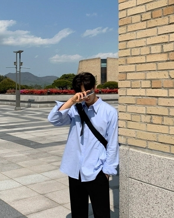 Casual Loose Fit Blue Shirt