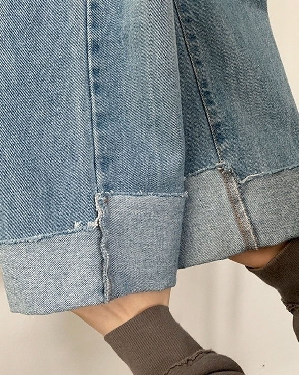 Casual Loose Fit Denim Wide Leg Pants