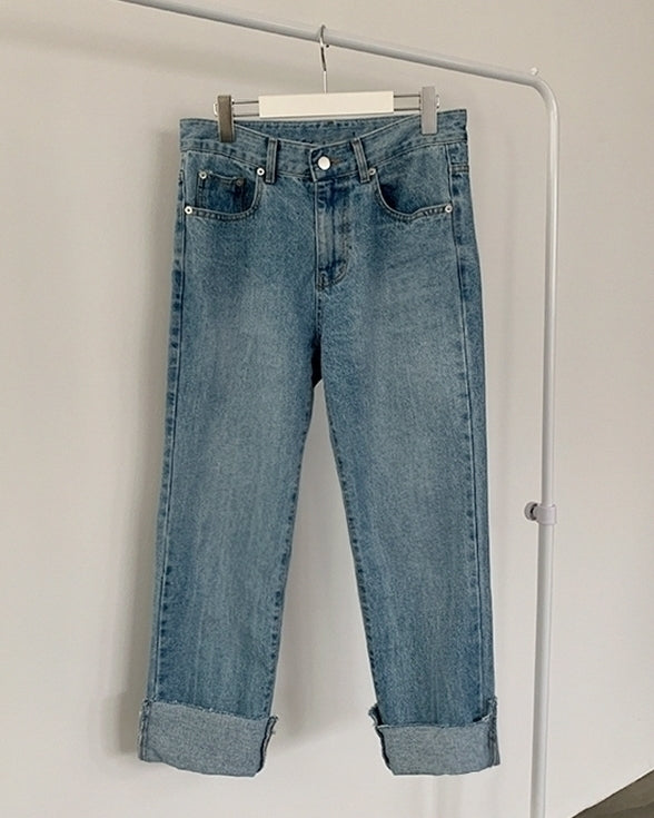 Casual Loose Fit Denim Wide Leg Pants