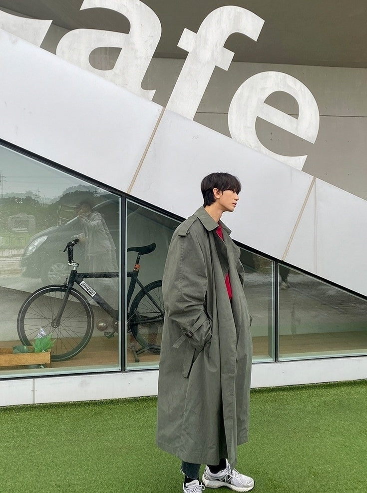 Casual Military Green Trench Coat