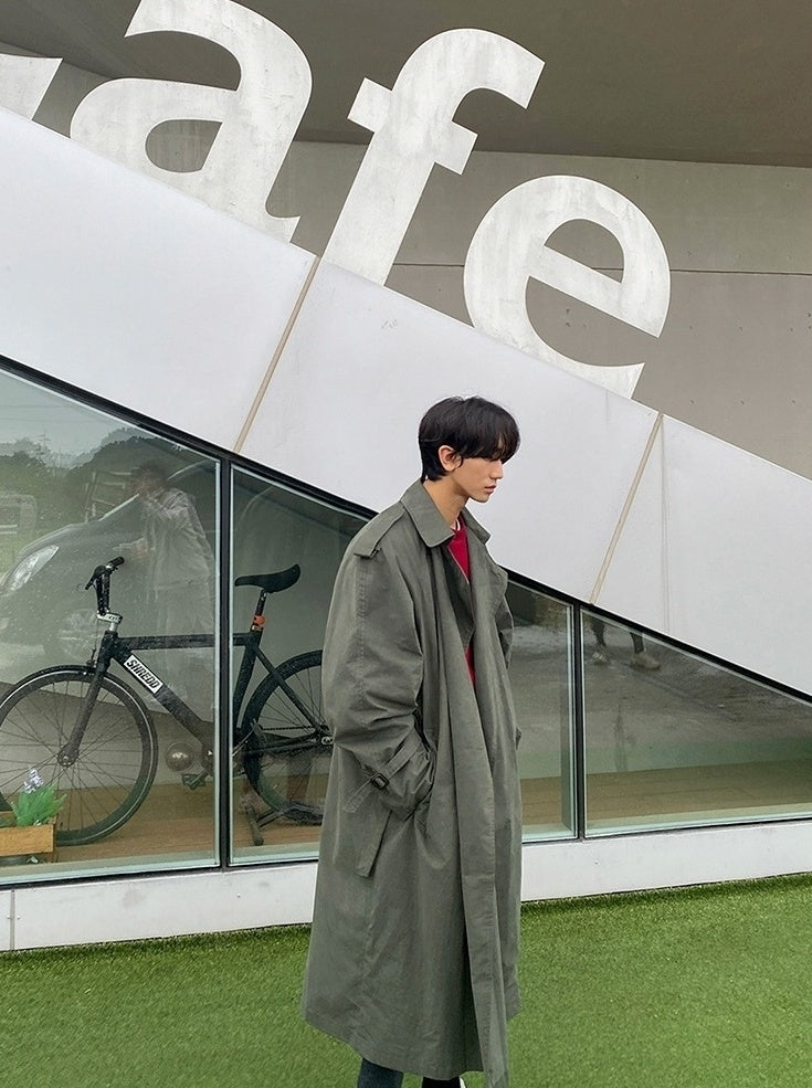 Casual Military Green Trench Coat