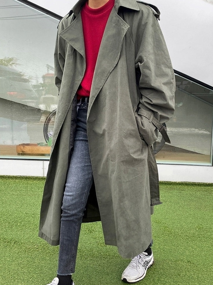 Casual Military Green Trench Coat