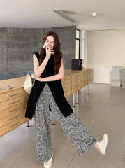 Casual Paisley Wide Leg Pants Set