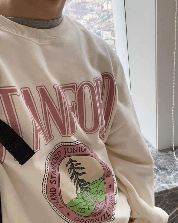 Casual Printed Sweatshirt Loose Fit Fashion Pullover