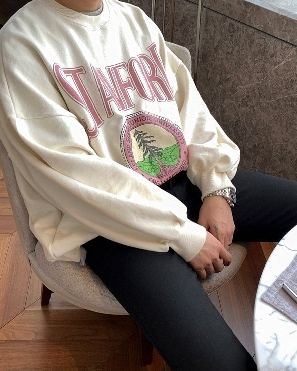 Casual Printed Sweatshirt Loose Fit Fashion Pullover