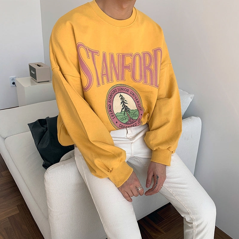 Casual Printed Sweatshirt Loose Fit Fashion Pullover