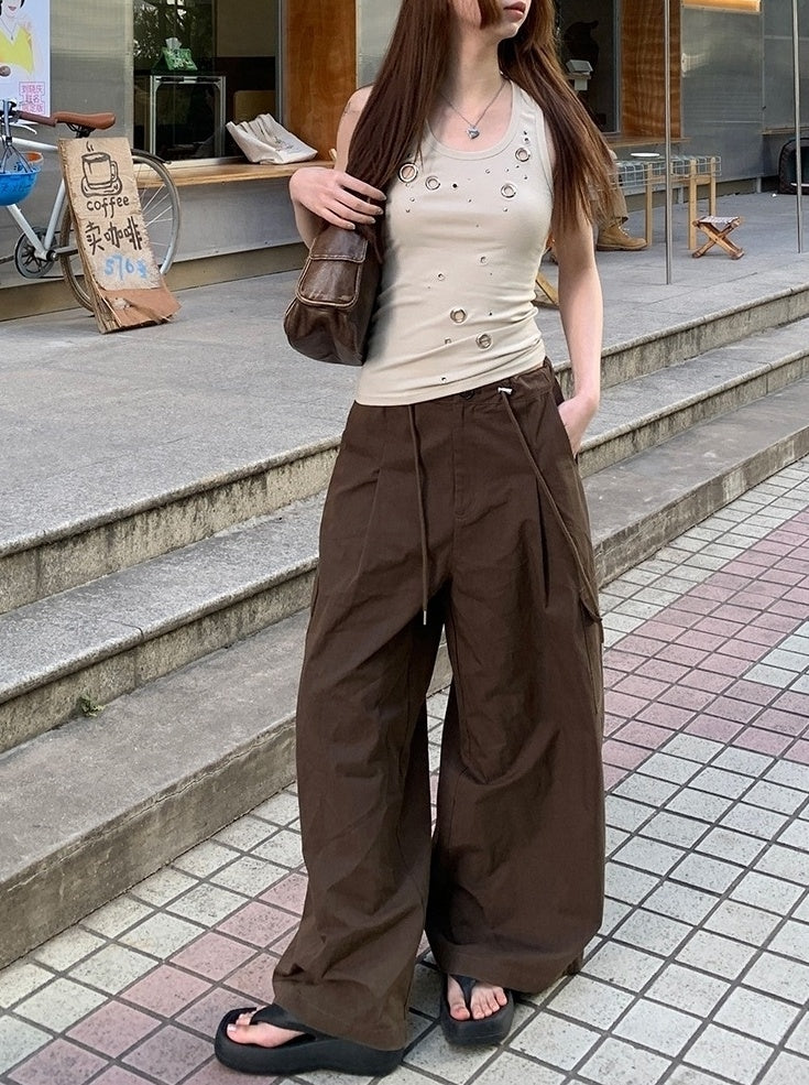 Casual Relaxed Fit Wide Leg Cargo Pants