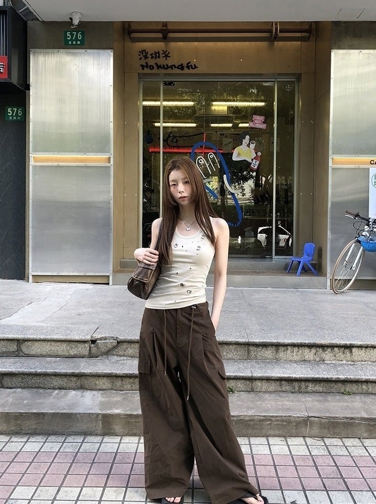 Casual Relaxed Fit Wide Leg Cargo Pants