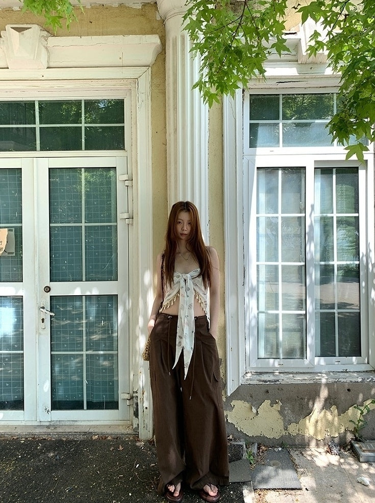 Casual Relaxed Fit Wide Leg Cargo Pants