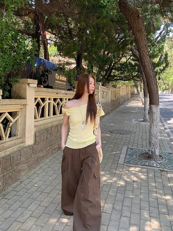 Casual Relaxed Fit Wide Leg Cargo Pants