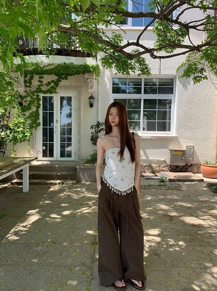Casual Relaxed Fit Wide Leg Cargo Pants