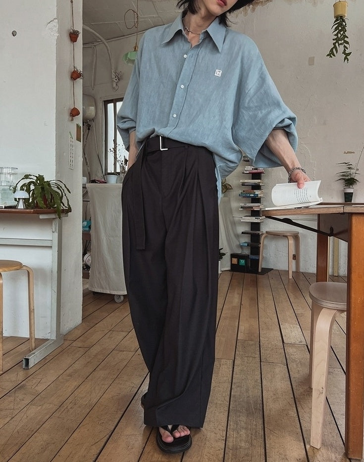 Casual Relaxed Fit Wide Leg Trousers