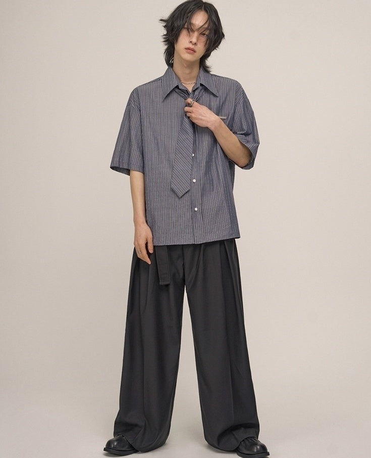 Casual Relaxed Fit Wide Leg Trousers