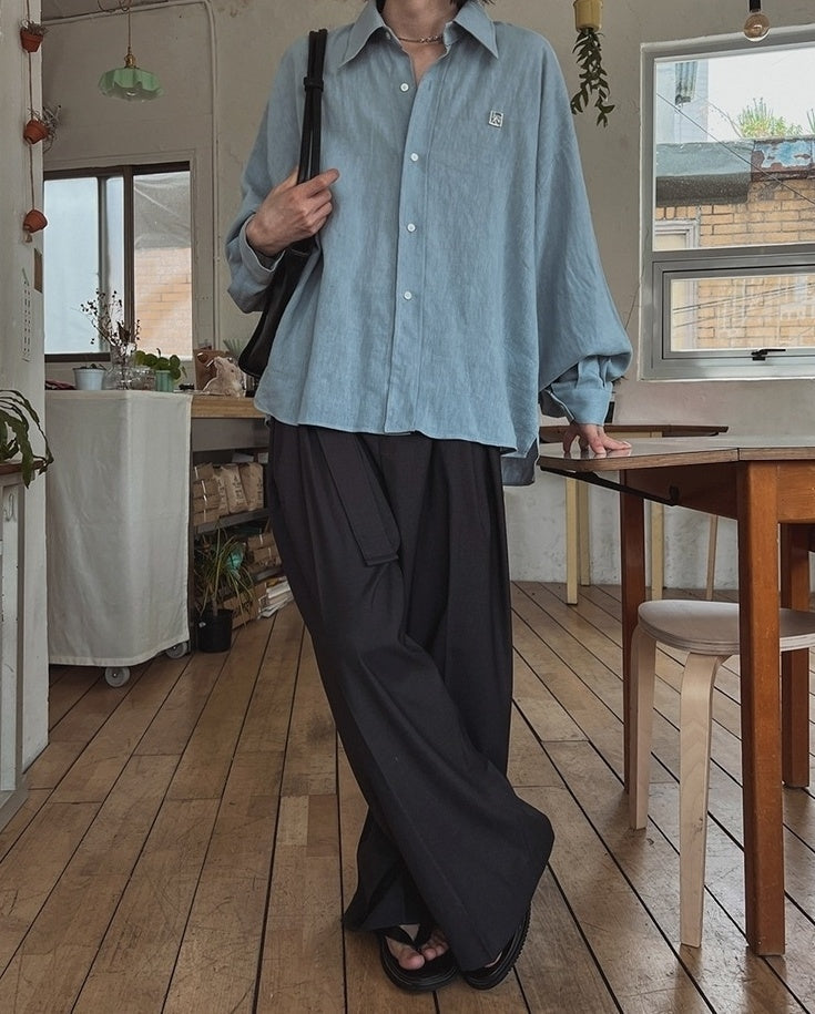 Casual Relaxed Fit Wide Leg Trousers