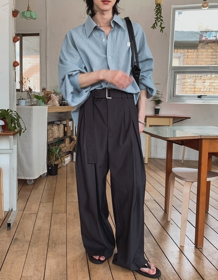 Casual Relaxed Fit Wide Leg Trousers