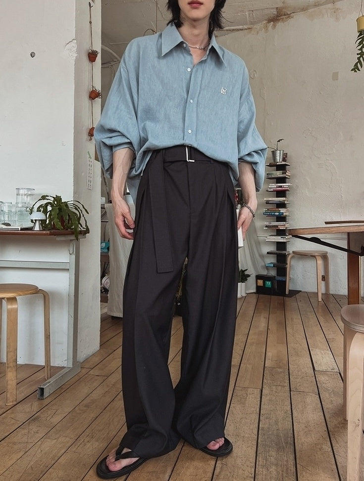 Casual Relaxed Fit Wide Leg Trousers