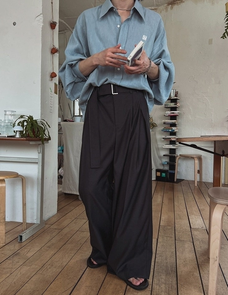 Casual Relaxed Fit Wide Leg Trousers