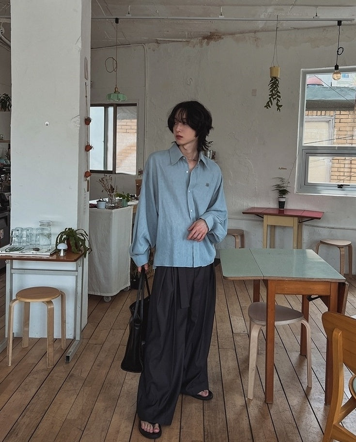 Casual Relaxed Fit Wide Leg Trousers