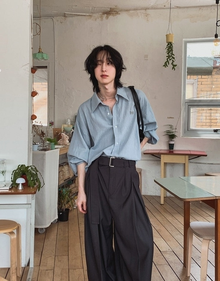 Casual Relaxed Fit Wide Leg Trousers
