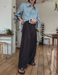 Casual Relaxed Fit Wide Leg Trousers