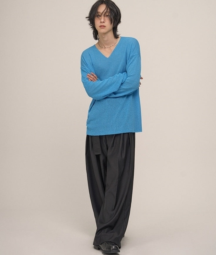 Casual Relaxed Fit Wide Leg Trousers