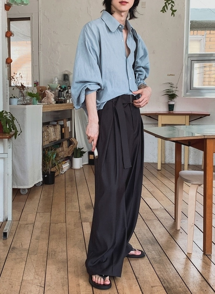 Casual Relaxed Fit Wide Leg Trousers
