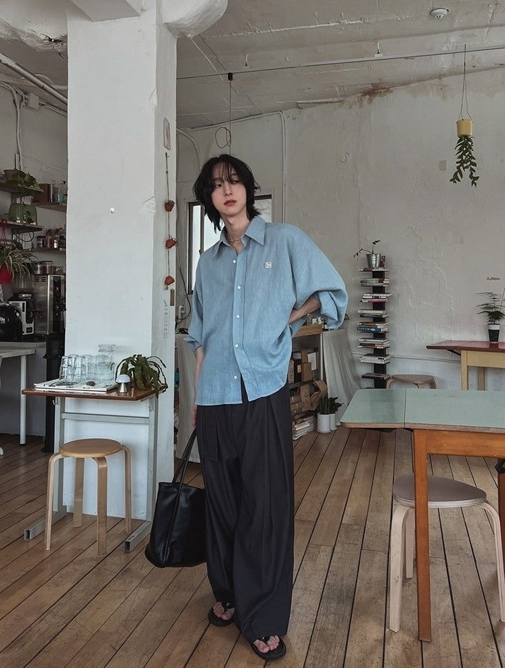 Casual Relaxed Fit Wide Leg Trousers